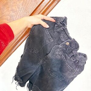 American Eagle Outfitters Charcoal Ruffle Denim Shorts